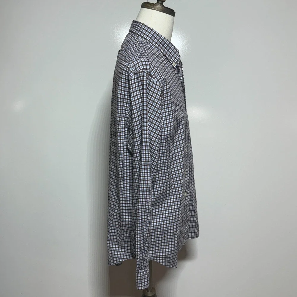 Polo‎ Ralph Lauren Shirt Mens XL Brown Blue Plaid Button Down Long Sleeve Pony